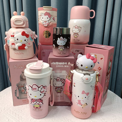 Vaso térmico de acero inoxidable Sanrio Hello Kitty – Bonita taza de café doble para bebidas