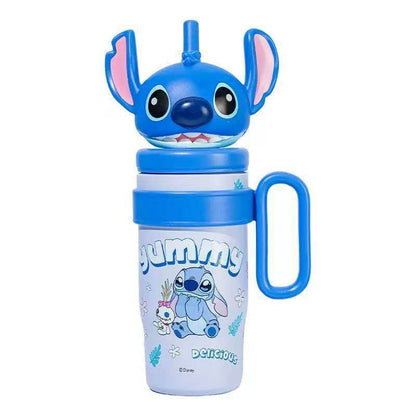 Vaso térmico Stitch de gran capacidad con aislamiento de 800 ml – Taza térmica de acero inoxidable 316 con asa y pajita, para café caliente y frío, para viajes y oficina