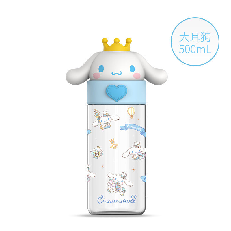 Botella de agua Tritan de Sanrio 500ml Antifugas Portátil Taza Infantil Bonito Diseño de Dibujos Animados Botella para Bebidas Escolar y de Viaje (Hello Kitty, Kuromi, My Melody, Cinnamoroll)