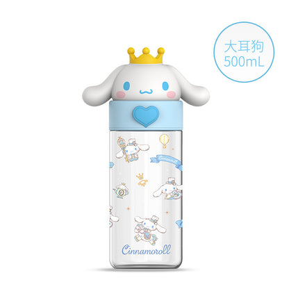 Botella de agua Tritan de Sanrio 500ml Antifugas Portátil Taza Infantil Bonito Diseño de Dibujos Animados Botella para Bebidas Escolar y de Viaje (Hello Kitty, Kuromi, My Melody, Cinnamoroll)