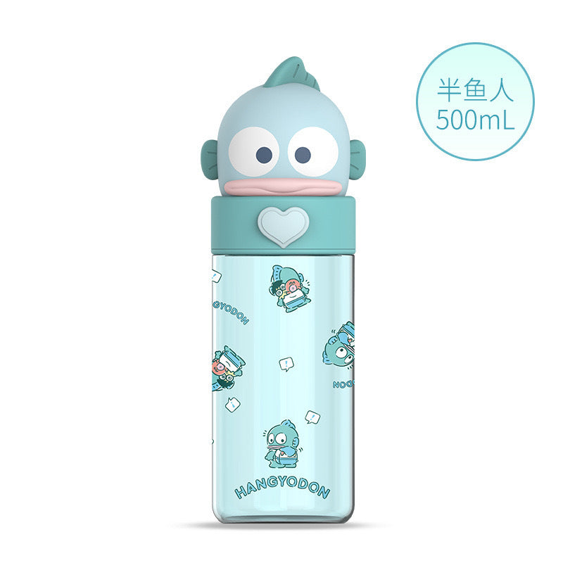 Botella de agua Tritan de Sanrio 500ml Antifugas Portátil Taza Infantil Bonito Diseño de Dibujos Animados Botella para Bebidas Escolar y de Viaje (Hello Kitty, Kuromi, My Melody, Cinnamoroll)