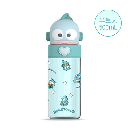 Botella de agua Tritan de Sanrio 500ml Antifugas Portátil Taza Infantil Bonito Diseño de Dibujos Animados Botella para Bebidas Escolar y de Viaje (Hello Kitty, Kuromi, My Melody, Cinnamoroll)