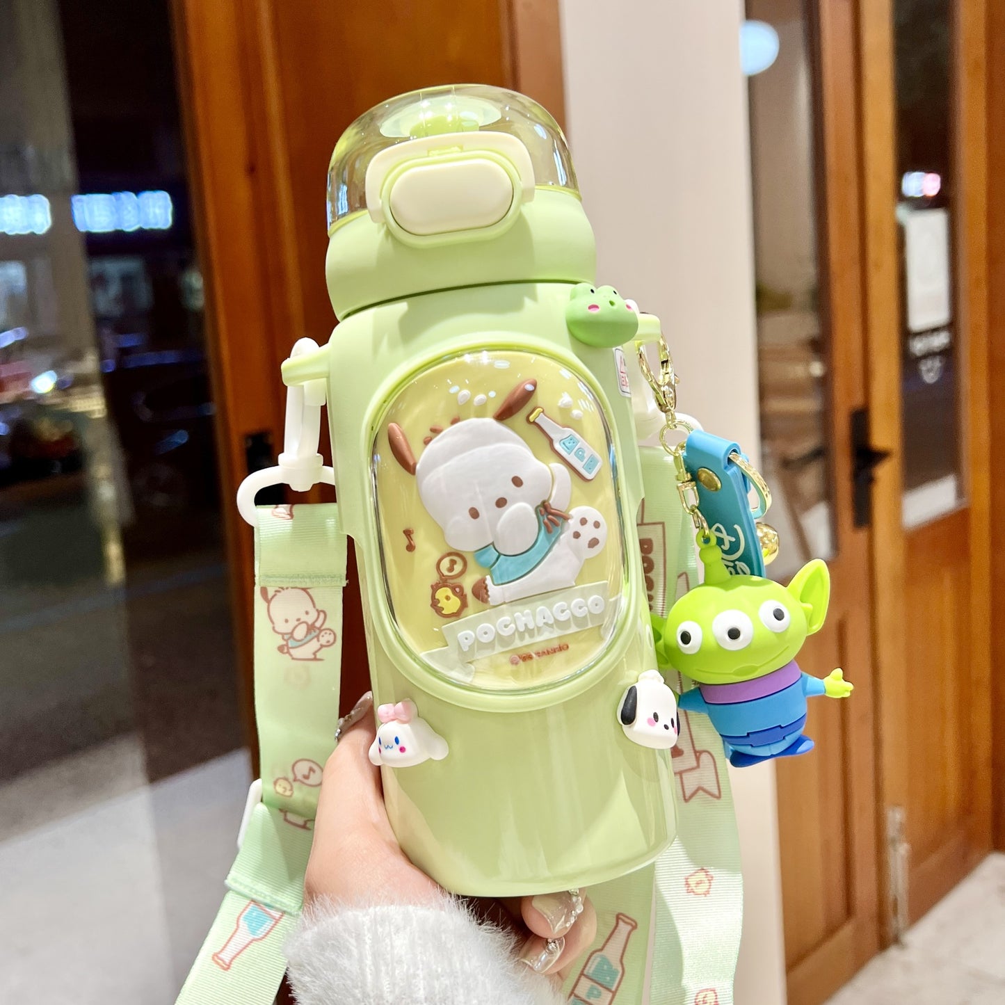 Sanrio Kuromi Kids Insulated Cup – 460ml Cartoon Straw Water Bottle with Keychain & 3D Decorations
