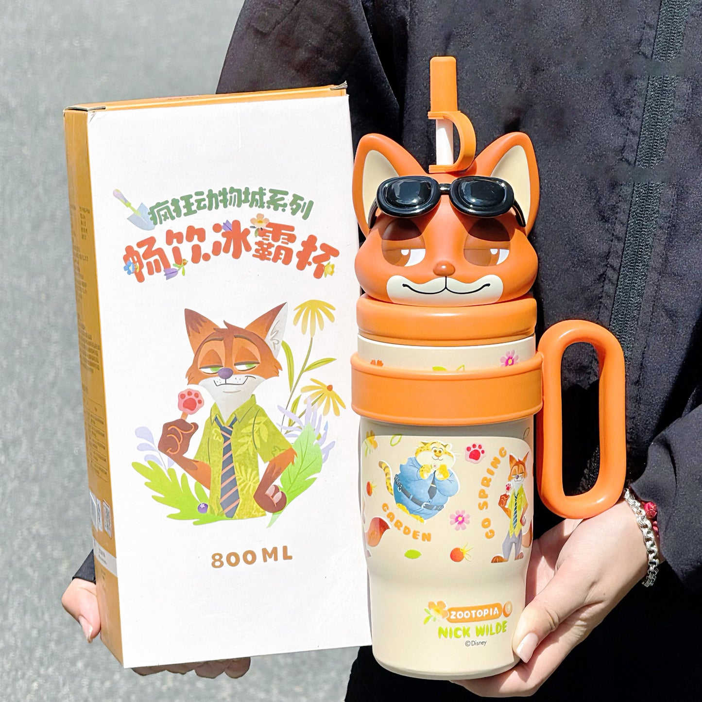 Vaso térmico Stitch de gran capacidad con aislamiento de 800 ml – Taza térmica de acero inoxidable 316 con asa y pajita, para café caliente y frío, para viajes y oficina