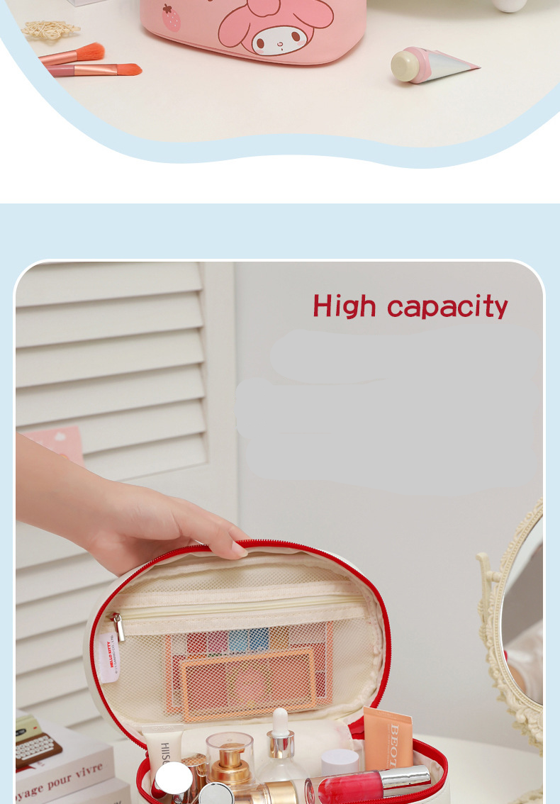 Sanrio Multi-Functional PVC Makeup Bag – Waterproof Travel Cosmetic Organizer, Cinnamoroll / My Melody / Kuromi / Hello Kitty