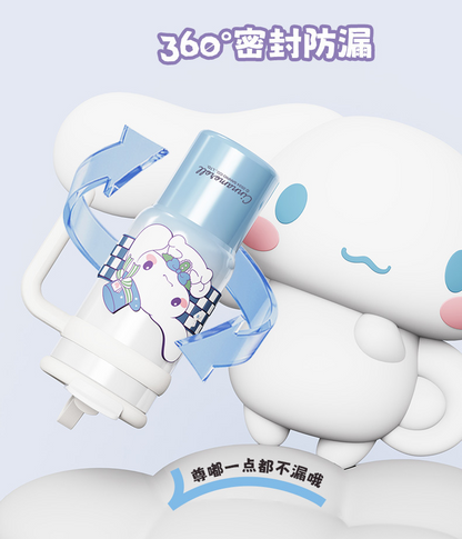Vaso térmico aislado de acero inoxidable Sanrio de 900 ml – Vaso de dibujos animados Kuromi, Hello Kitty, Cinnamoroll con pajita, asa y correa
