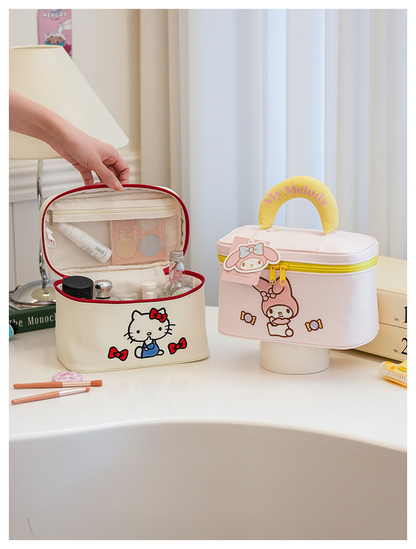 Sanrio Cute Cartoon Portable Makeup Bag Large Capacity Travel Cosmetic Storage Handbag