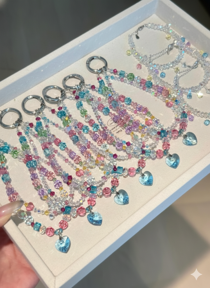 Stellar-【Payment Link】DIY Beaded Handmade Iridescent Heart-Shaped Crystal Pendant