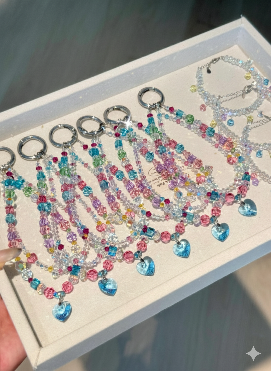 Stellar-【Payment Link】DIY Beaded Handmade Iridescent Heart-Shaped Crystal Pendant