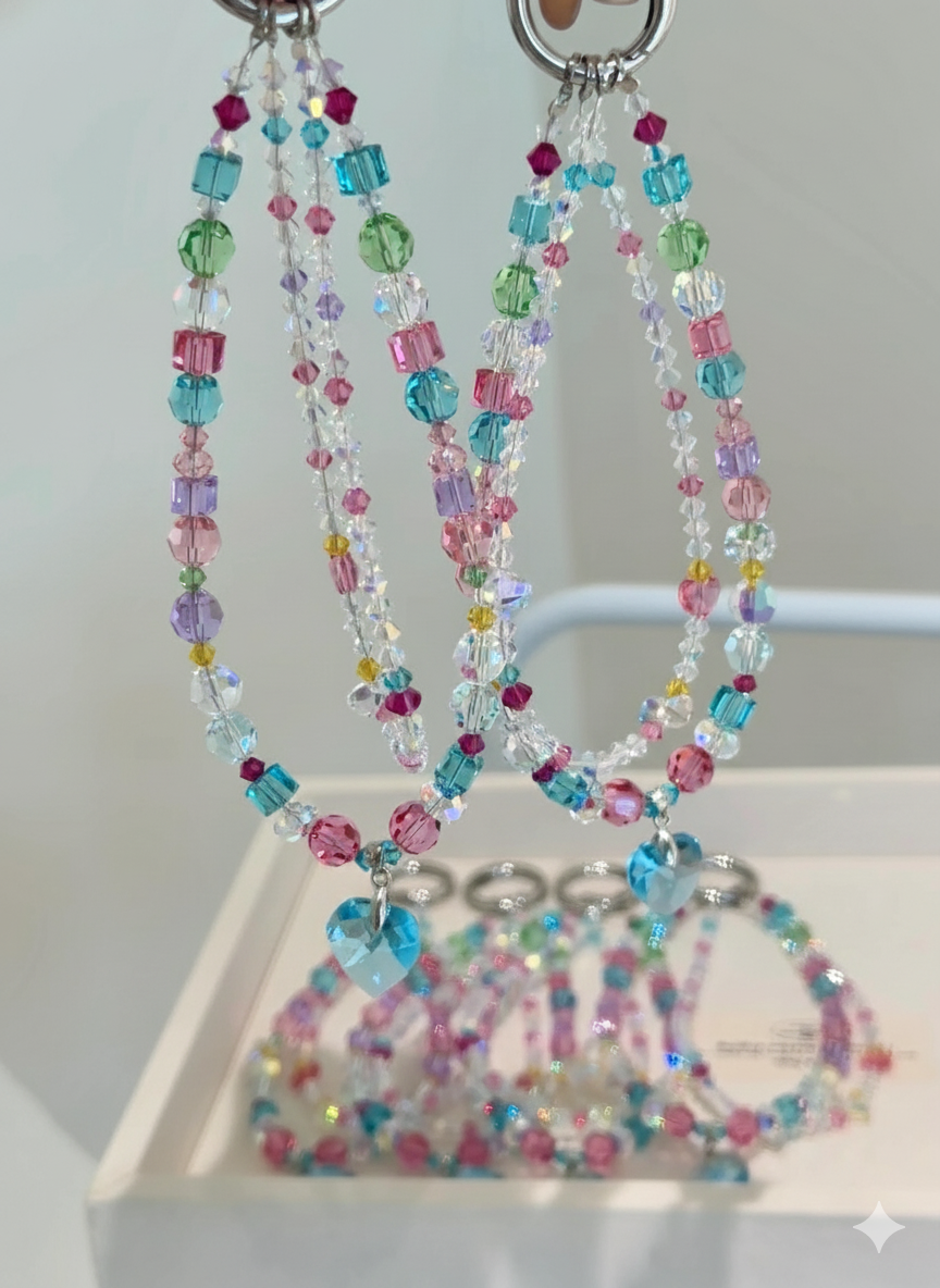 Stellar-【Payment Link】DIY Beaded Handmade Iridescent Heart-Shaped Crystal Pendant