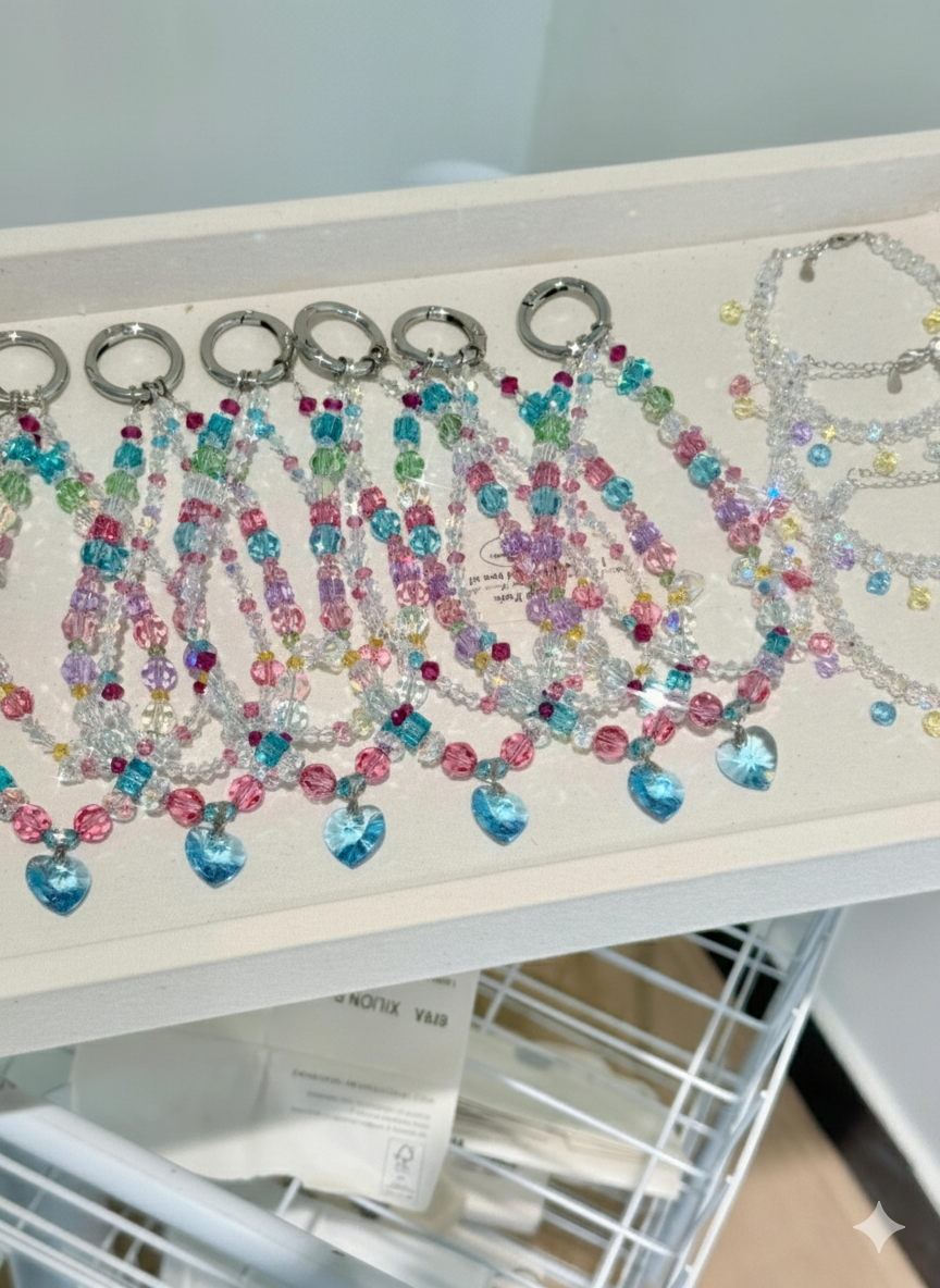 Stellar-【Payment Link】DIY Beaded Handmade Iridescent Heart-Shaped Crystal Pendant