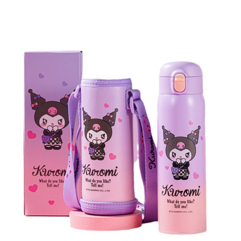 Botella de Agua Aislada de Acero Inoxidable 316 Sanrio Kuromi / Hello Kitty / Ultraman Kids 480 ml (Pajita y Bebida Directa)