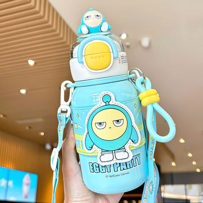 Egg Boy Party Family Series Insulated Cup – Double-Drink Kids Thermos with Lock Design & Carry Ring
