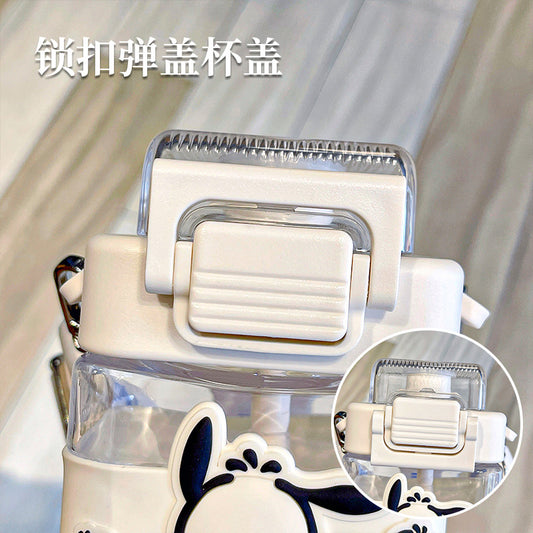 Genuine Sanrio authorized plastic cups, high-value children's water cups, large-capacity straw cups, cute girls' sports cups