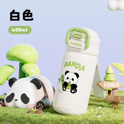 2025 New Panda Children's Thermos Mug 316 Stainless Steel Girls' High-Value Water Cup Double Drinking Cup Students
