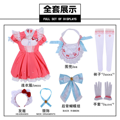 Naraka: Bladepoint x Sanrio Hello Kitty Hu Tao Cosplay Costume - Complete Set with Wig, Outfit & Accessories |  Game Character Costume