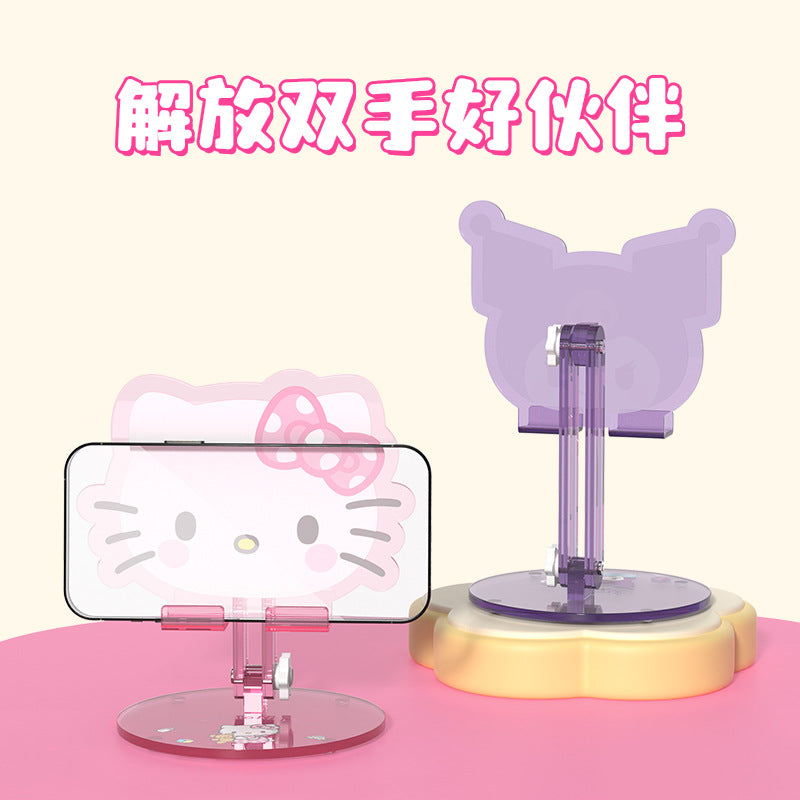 Sanrio Kuromi Foldable Phone Stand – Adjustable Desktop Holder, Telescopic Lazy Bracket