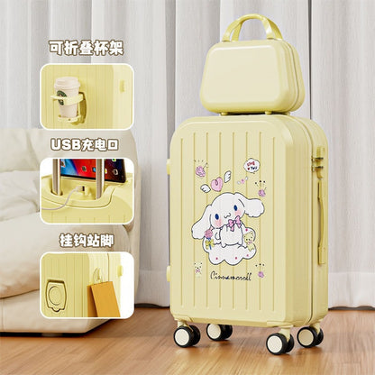 Sanrio Kuromi & Cinnamoroll Girls Trolley Suitcase – Large Capacity Carry-On Luggage for Kids