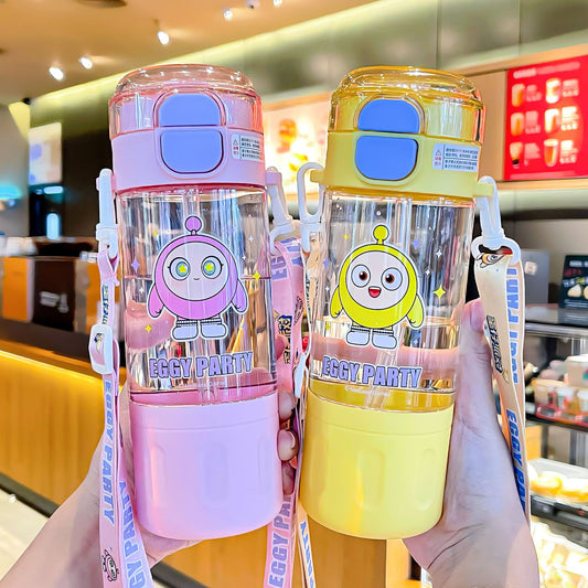 2025 new high-value straw cup girls' large-capacity double drinking cup convenient cartoon plastic cup tritan