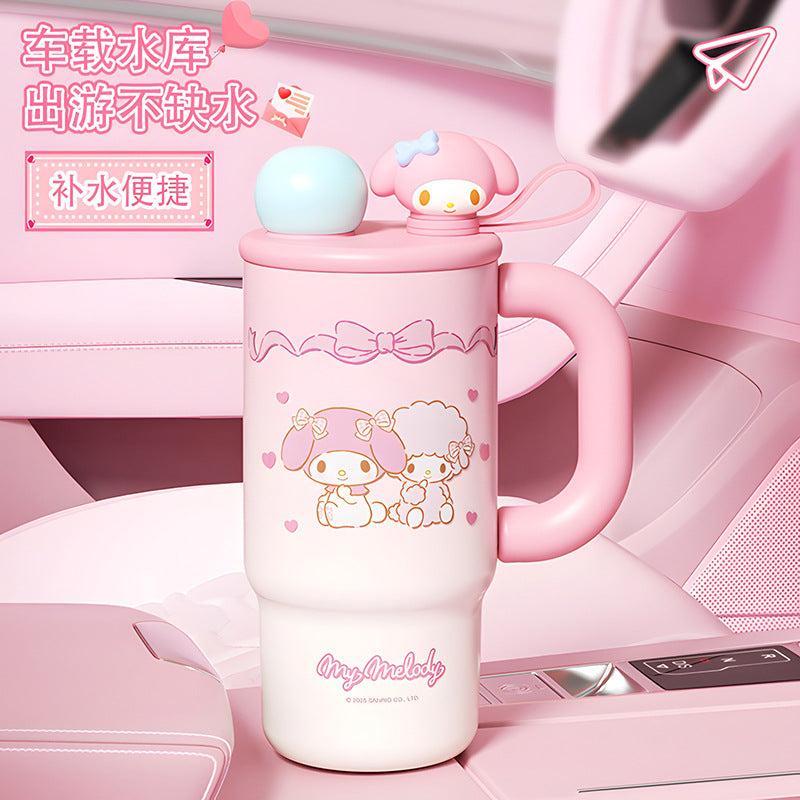 Sanrio Family Gradient Ice Master Cup – Double-Drink Independent Doll Design with Carry Ring