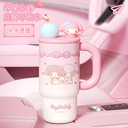 Sanrio Family Gradient Ice Master Cup – Double-Drink Independent Doll Design with Carry Ring