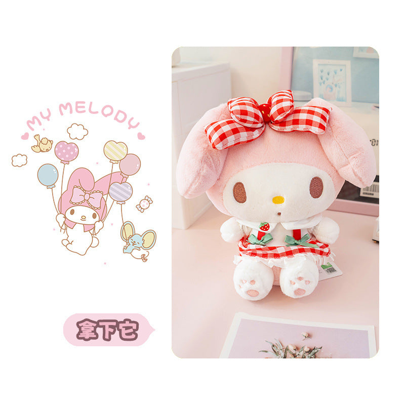 Sanrio Genuine Hello Kitty & My Melody Strawberry Plush Doll – Cute Sitting Toy Pendant Gift