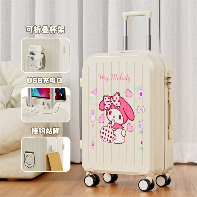 Sanrio Kuromi & Cinnamoroll Girls Trolley Suitcase – Large Capacity Carry-On Luggage for Kids
