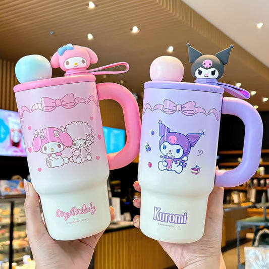 Sanrio Family Gradient Ice Cup – Double-Spout Large Capacity Portable Drinking Cup