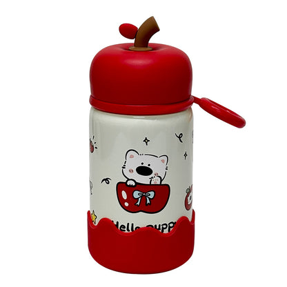Cute Apple Pocket Thermos Cup – Mini Portable Insulated Mug with Sturdy Carry Ring