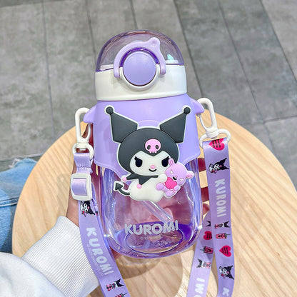 Sanrio Licensed Tritan Plastic Water Cup – Cute Portable Summer Straw Bottle for Students