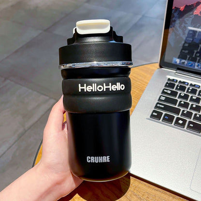 Minimalist Letter Thermos Mug – Contrasting Color Double-Drink Straw Cup for Student Sports