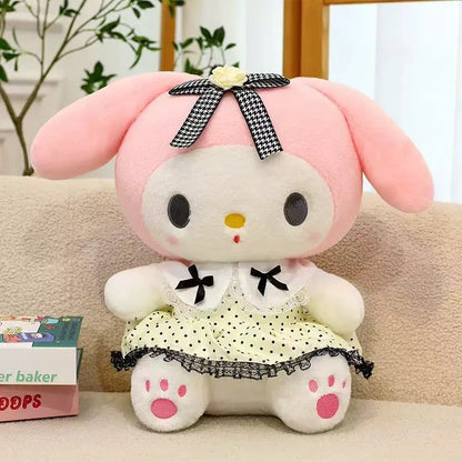 Sanrio Kuromi & My Melody Camellia Plush Pillow – Cute Japanese Kawaii Doll Gift