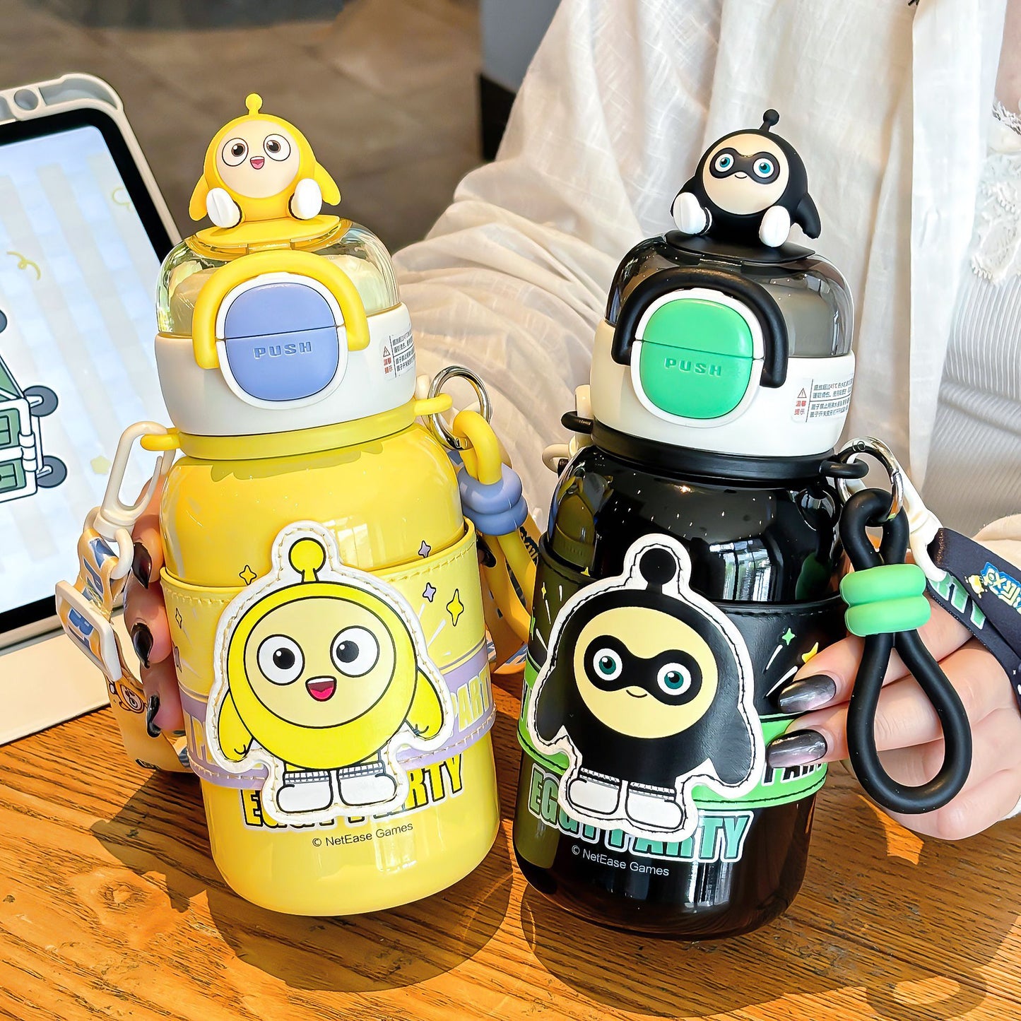 Egg Boy Party Family Series Insulated Cup – Double-Drink Kids Thermos with Lock Design & Carry Ring