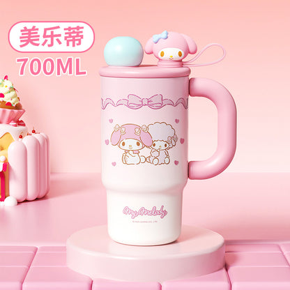 Sanrio Family Gradient Ice Master Cup – Double-Drink Independent Doll Design with Carry Ring