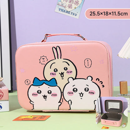 Cartoon Kids Cute Cosmetic Bag Sanrio Travel Portable Large Capacity Mirror Cosmetic Case Cosmetic Storage Box