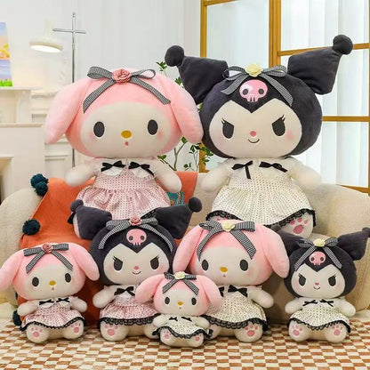 Sanrio Kuromi & My Melody Camellia Plush Pillow – Cute Japanese Kawaii Doll Gift