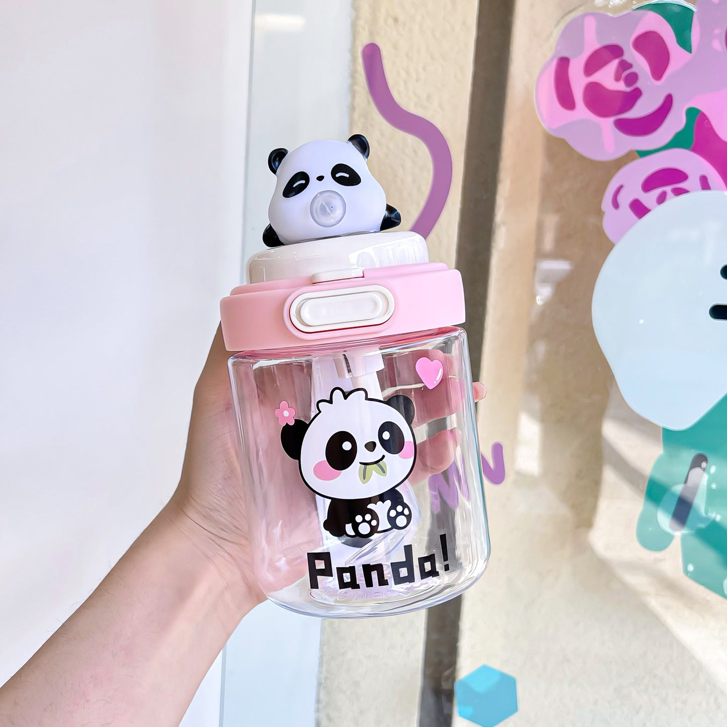 Cute Cartoon Animal Bubble Cup – Silicone Spout Kids Water Cup with Cup Cord, Portable