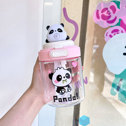 Cute Cartoon Animal Bubble Cup – Silicone Spout Kids Water Cup with Cup Cord, Portable