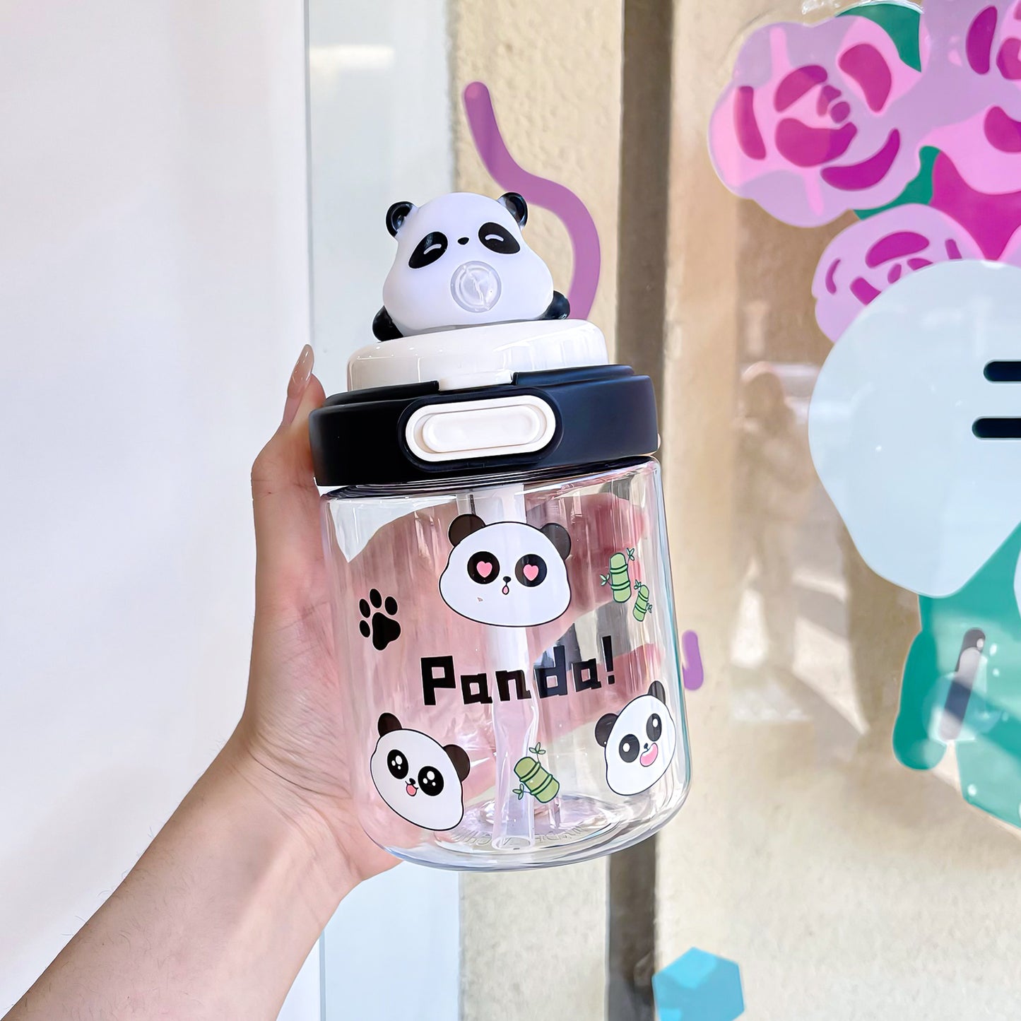 Cute Cartoon Animal Bubble Cup – Silicone Spout Kids Water Cup with Cup Cord, Portable