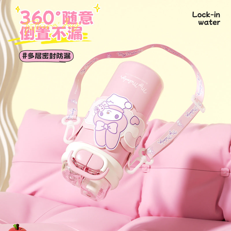 Sanrio Kids Thermos Cup 316 Stainless Steel – Large Capacity Double-Drink Portable Lock Cup for Girls