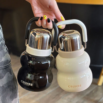 Minimalist Gourd-Shape Handle Cup – Double-Drink Tea Mug with Sturdy Carry Ring, Large Capacity