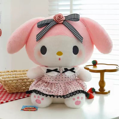 Sanrio Kuromi & My Melody Camellia Plush Pillow – Cute Japanese Kawaii Doll Gift