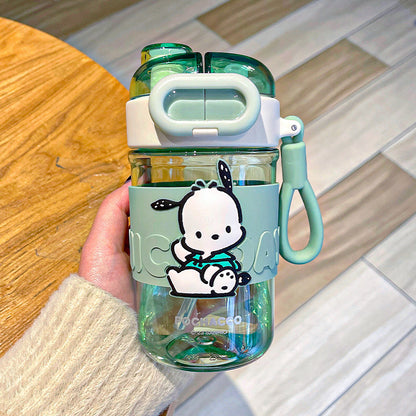 Sanrio Licensed Plastic Drinking Cup – Cute Cartoon Portable Double-Drink Straw Cup for Girls