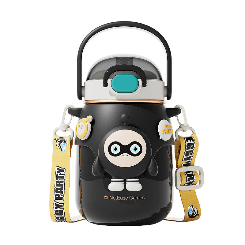 Egg Boy Party Insulated Thermos Mug – Large Capacity Kids Cartoon Straw Water Cup