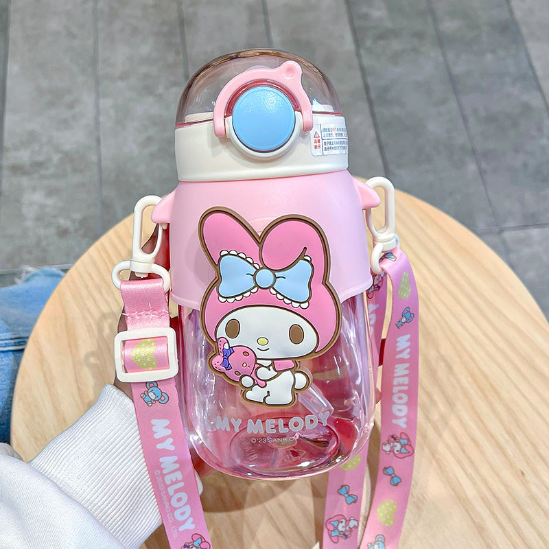 Sanrio Licensed Tritan Plastic Water Cup – Cute Portable Summer Straw Bottle for Students