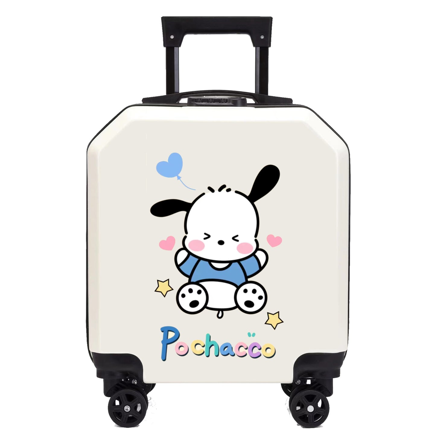 Cartoon Kids Luggage 18 Inch – Student Trolley Suitcase with Spinner Wheels & Combination Lock, Carry-On
