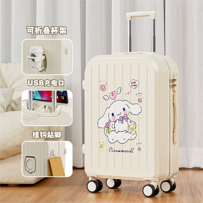 Sanrio Kuromi & Cinnamoroll Girls Trolley Suitcase – Large Capacity Carry-On Luggage for Kids