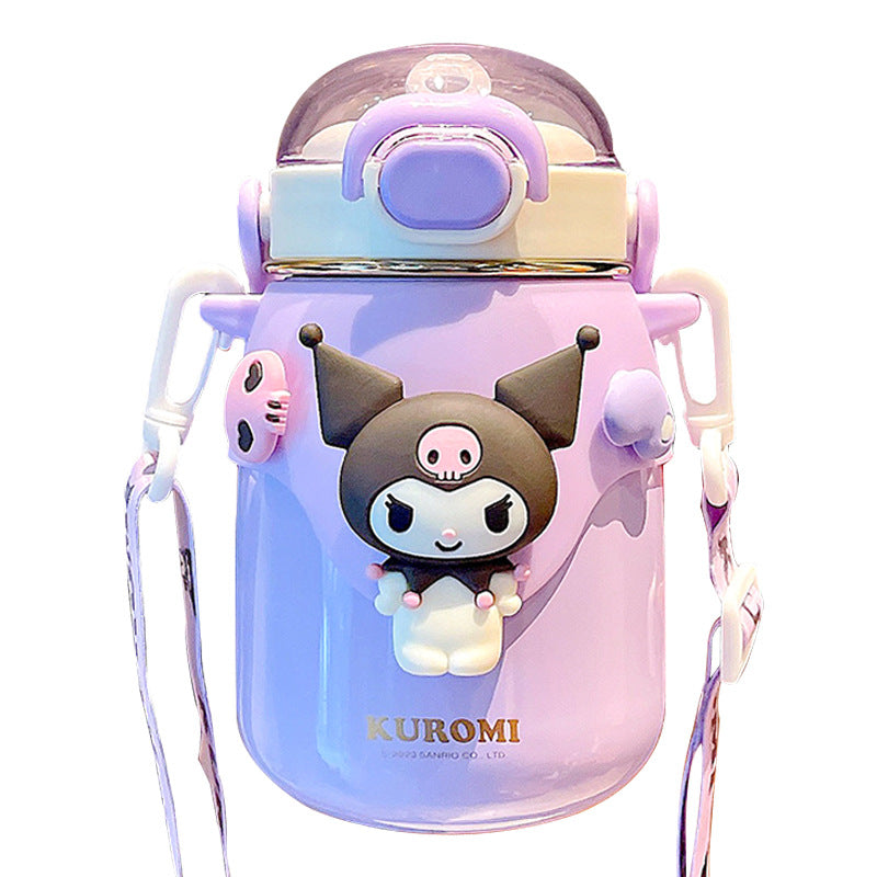 High-value Internet celebrity Sanrio co-branded water cup, adjustable strap cup, large capacity cute girl thermos cup 316