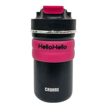Minimalist Letter Thermos Mug – Contrasting Color Double-Drink Straw Cup for Student Sports