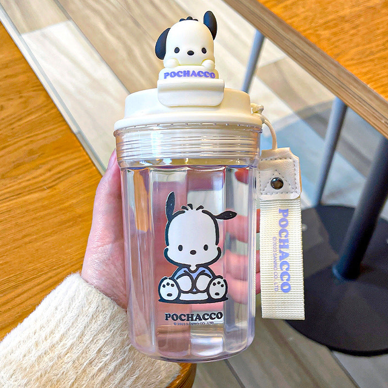 Sanrio Licensed Cartoon Kids Plastic Cup – Doll Coffee Mug, Sealed Leak-Proof Student Cup
